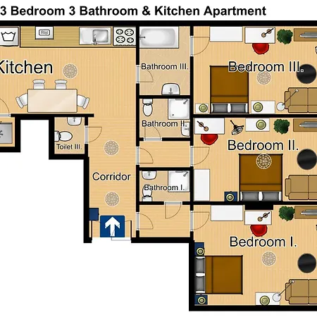 Old Town - 3 Bedroom 3 Bathroom & Kitchen Templova شقة