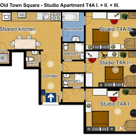 Old Town - 3 Bedroom 3 Bathroom & Kitchen Templova شقة براغ