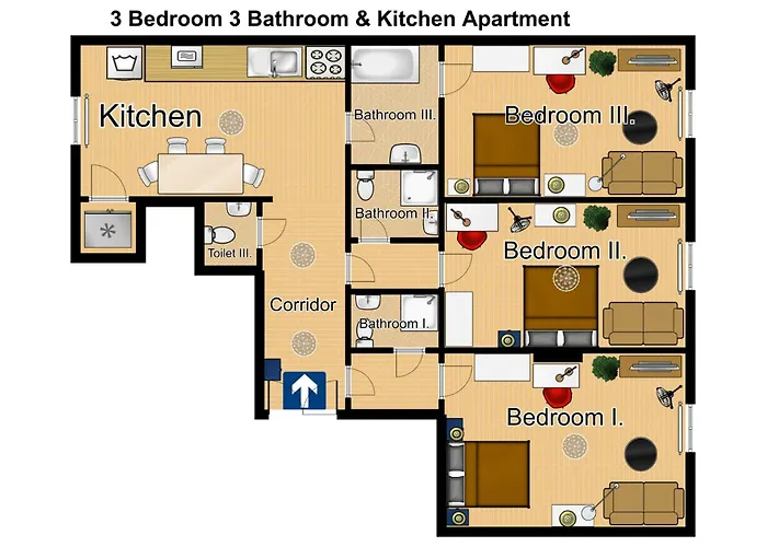 Old Town - 3 Bedroom 3 Bathroom & Kitchen Templova شقة