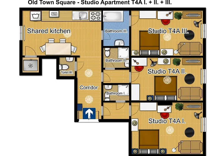 Old Town - 3 Bedroom 3 Bathroom & Kitchen Templova شقة براغ